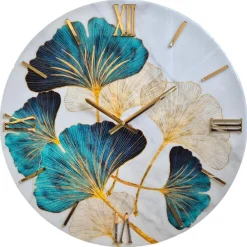 Orologi Da Parete Moderni-Selezionato da Mazzolaluce Grande orologio 80cm particolare da parete floreal verde oro