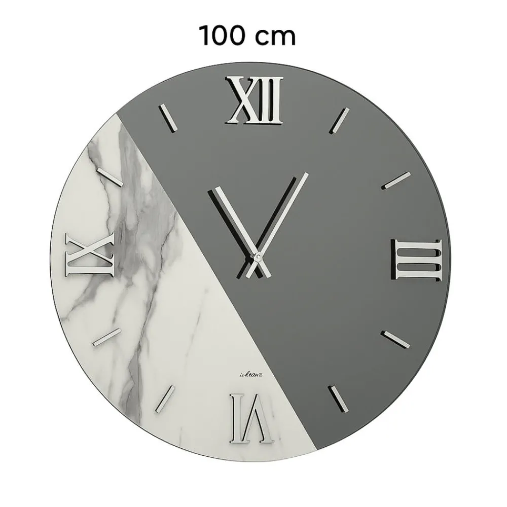 Orologi Da Parete Moderni-Selezionato da Mazzolaluce Grande orologio da muro 100cm rotondo specchio fume marmo laminato