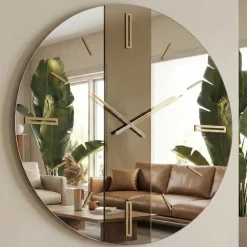 Orologi Da Parete Moderni-Selezionato da Mazzolaluce Grande orologio da parete 100cm di vetro specchio bronzo design