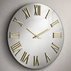 Orologi Da Parete Moderni-Selezionato da Mazzolaluce Grande orologio da parete 100cm effetto specchio numeri oro