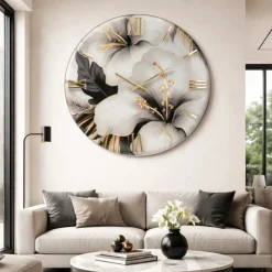 Orologi Da Parete Moderni-Selezionato da Mazzolaluce Grande orologio da parete 100cm floreale resina decoro oro
