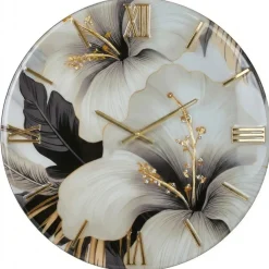 Orologi Da Parete Moderni-Selezionato da Mazzolaluce Grande orologio da parete 100cm floreale resina decoro oro
