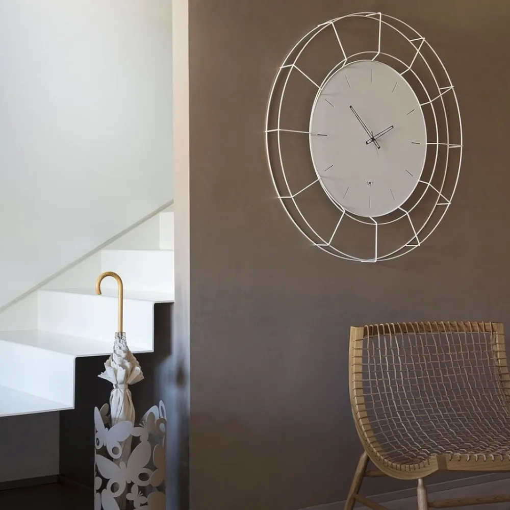 Orologi Da Parete Moderni-Selezionato da Mazzolaluce Grande orologio da parete 94cm moderno metallo bianco