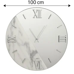 Orologi Da Parete Moderni-Selezionato da Mazzolaluce Grande orologio da parete 100cm rotondo specchio marmo laminato bianco