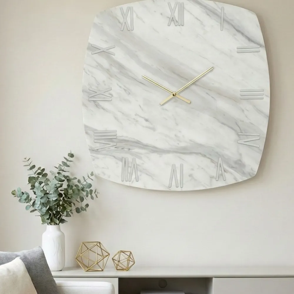 Orologi Da Parete Moderni-Selezionato da Mazzolaluce Grande orologio da parete 90cm resina bianco grigio effetto marmo