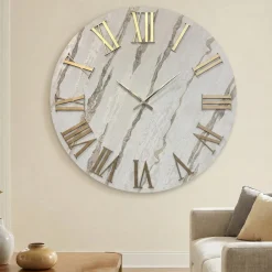 Orologi Da Parete Moderni-Selezionato da Mazzolaluce Grande orologio da parete 100cm rotondo con carta da parati oro