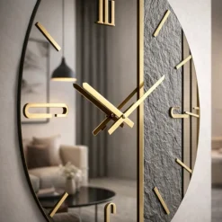 Orologi Da Parete Moderni-Selezionato da Mazzolaluce Grande orologio da parete 80cm tondo resina specchiato bronzo