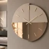 Orologi Da Parete Moderni-Selezionato da Mazzolaluce Grande orologio da parete 100 cm tondo specchio bronzo e satinato legno nocciola moderno