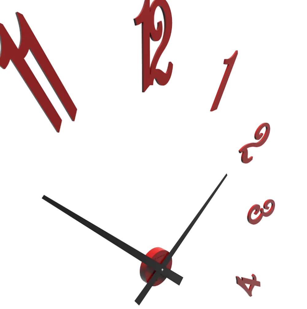 Orologi Da Parete Moderni-Selezionato da Mazzolaluce Grande orologio da parete componibile 130cm legno rubino numeri adesivi