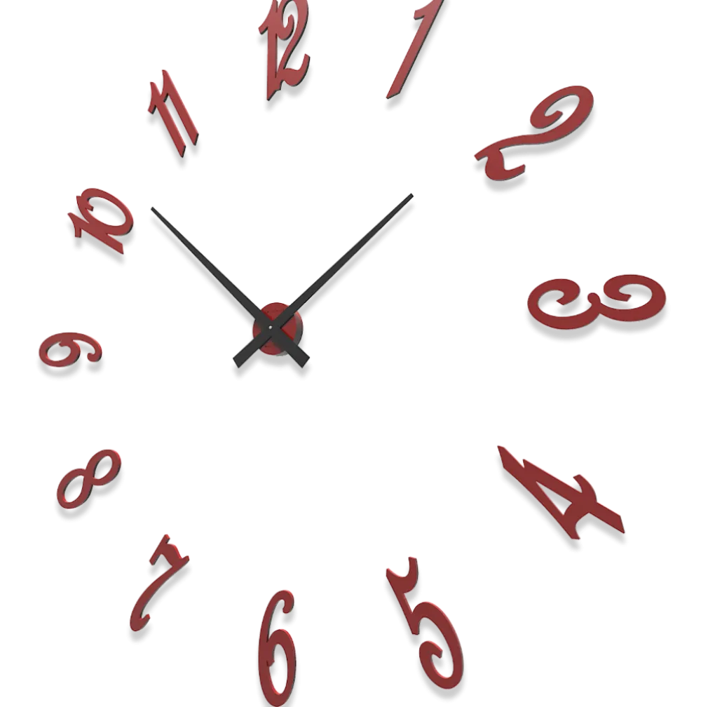 Orologi Da Parete Moderni-Selezionato da Mazzolaluce Grande orologio da parete componibile 130cm legno rubino numeri adesivi