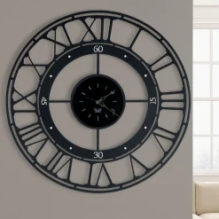 Orologi Da Parete Moderni-Selezionato da Mazzolaluce Grande orologio da parete nero numeri romani rotondo