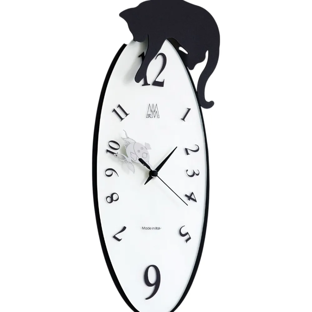 Orologi Da Parete Moderni-Selezionato da Mazzolaluce Grande orologio da parete nero ovale quadrante vetro