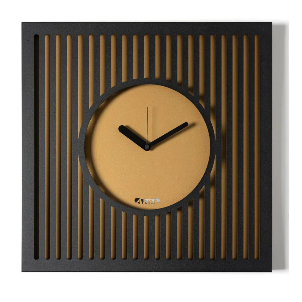 Orologi Da Parete Moderni-Selezionato da Mazzolaluce Grande orologio da parete quadrato 50x50 nero e oro