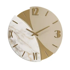 Orologi Da Parete Moderni-Selezionato da Mazzolaluce Grande orologio da parete rotondo effetto marmo foglia oro 70cm