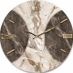 Orologi Da Parete Moderni-Selezionato da Mazzolaluce Grande orologio da parete rotondo effetto marmo numeri romani foglia oro 100cm