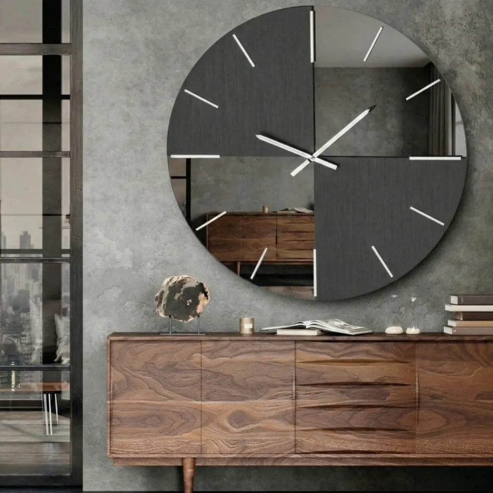 Orologi Da Parete Moderni-Selezionato da Mazzolaluce Grande orologio di vetro fume 80cm rotondo design moderno