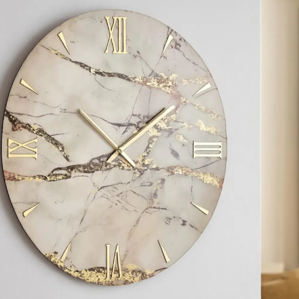 Orologi Da Parete Moderni-Selezionato da Mazzolaluce Grande orologio elegance gold 80cm per parete rotondo in resina