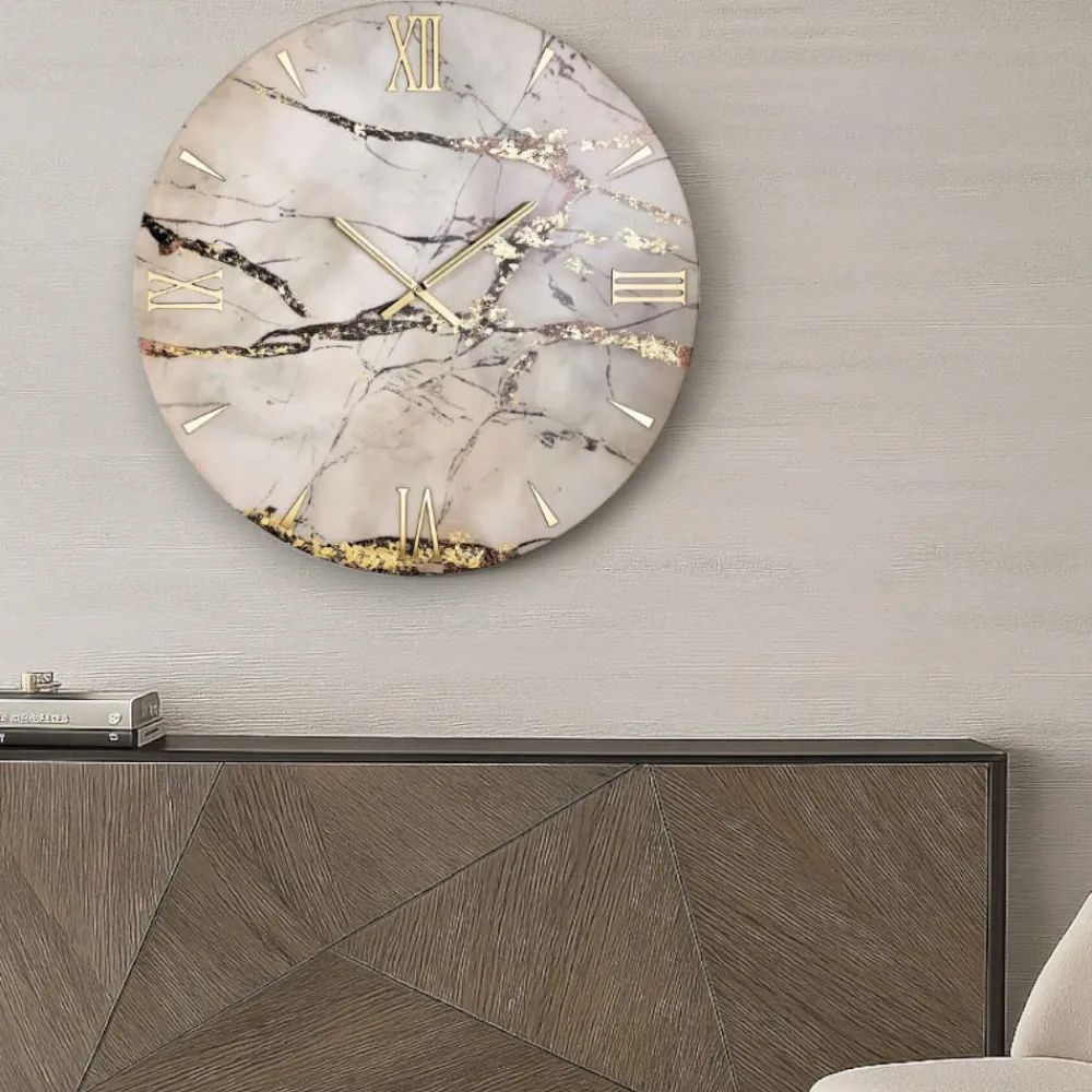 Orologi Da Parete Moderni-Selezionato da Mazzolaluce Grande orologio elegance gold 80cm per parete rotondo in resina