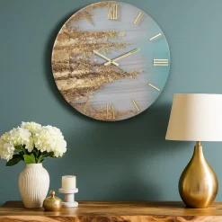 Orologi Da Parete Moderni-Selezionato da Mazzolaluce Grande orologio goldy 80cm per parete in resina foglia oro moderno