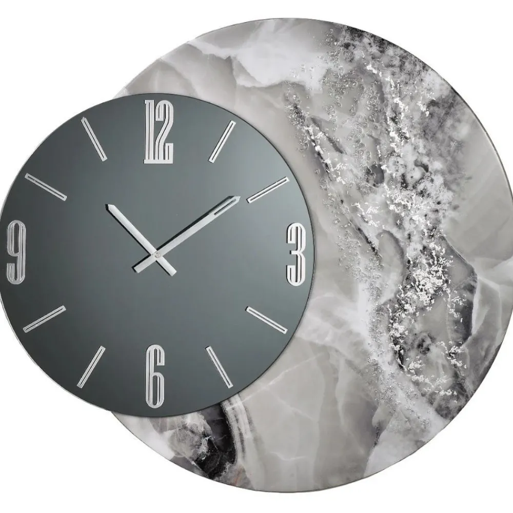 Orologi Da Parete Moderni-Selezionato da Mazzolaluce Grande orologio grey design da parete 80cm effetto marmo