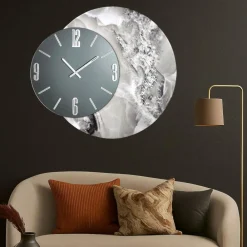 Orologi Da Parete Moderni-Selezionato da Mazzolaluce Grande orologio grey design da parete 80cm effetto marmo