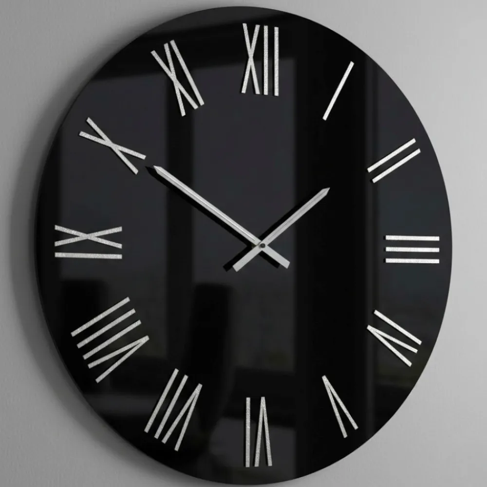 Orologi Da Parete Moderni-Selezionato da Mazzolaluce Grande orologio moderno 100cm specchio numeri foglia argento