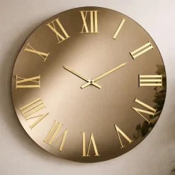 Orologi Da Parete Moderni-Selezionato da Mazzolaluce Grande orologio moderno rotondo 100cm specchio bronzo dettagli oro