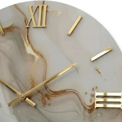 Orologi Da Parete Moderni-Selezionato da Mazzolaluce Grande orologio moderno rotondo 100cm effetto marmo dettagli foglia oro
