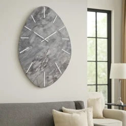 Orologi Da Parete Moderni-Selezionato da Mazzolaluce Grande orologio per parete 110x72 resina effetto marmorizzato grigio