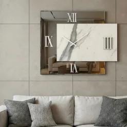 Orologi Da Parete Moderni-Selezionato da Mazzolaluce Grande orologio quadrato da muro specchio fume' marmo lamintato 100x110cm