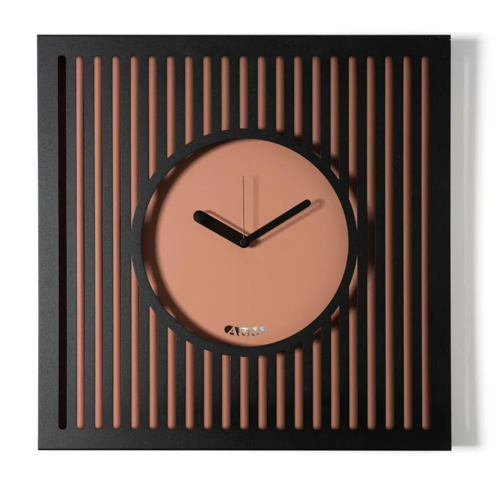 Orologi Da Parete Moderni-Selezionato da Mazzolaluce Grande orologio quadrato da parete nero e mousse 50x50