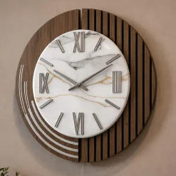 Orologi Da Parete Moderni-Selezionato da Mazzolaluce Grande orologio rotondo a muro design moderno effetto marmorizzato 70cm