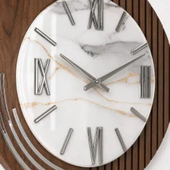Orologi Da Parete Moderni-Selezionato da Mazzolaluce Grande orologio rotondo a muro design moderno effetto marmorizzato 70cm
