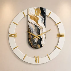 Orologi Da Parete Moderni-Selezionato da Mazzolaluce Grande orologio rotondo a muro resina effetto marmo 70cm
