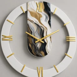 Orologi Da Parete Moderni-Selezionato da Mazzolaluce Grande orologio rotondo a muro resina effetto marmo 70cm