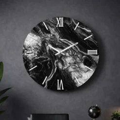 Orologi Da Parete Moderni-Selezionato da Mazzolaluce Grande orologio rotondo a parete per soggiorno moderno effetto marmo 80cm