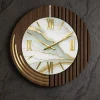 Orologi Da Parete Moderni-Selezionato da Mazzolaluce Grande orologio rotondo da muro effetto marmorizzato dettagli foglia oro 70cm