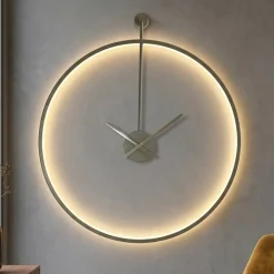 Orologi Da Parete Moderni-Selezionato da Mazzolaluce Grande orologio rotondo da parete retroilluminato tortora 80cm