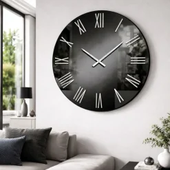Orologi Da Parete Moderni-Selezionato da Mazzolaluce Grande orologio rotondo da parete moderno effetto specchio fume' 100cm