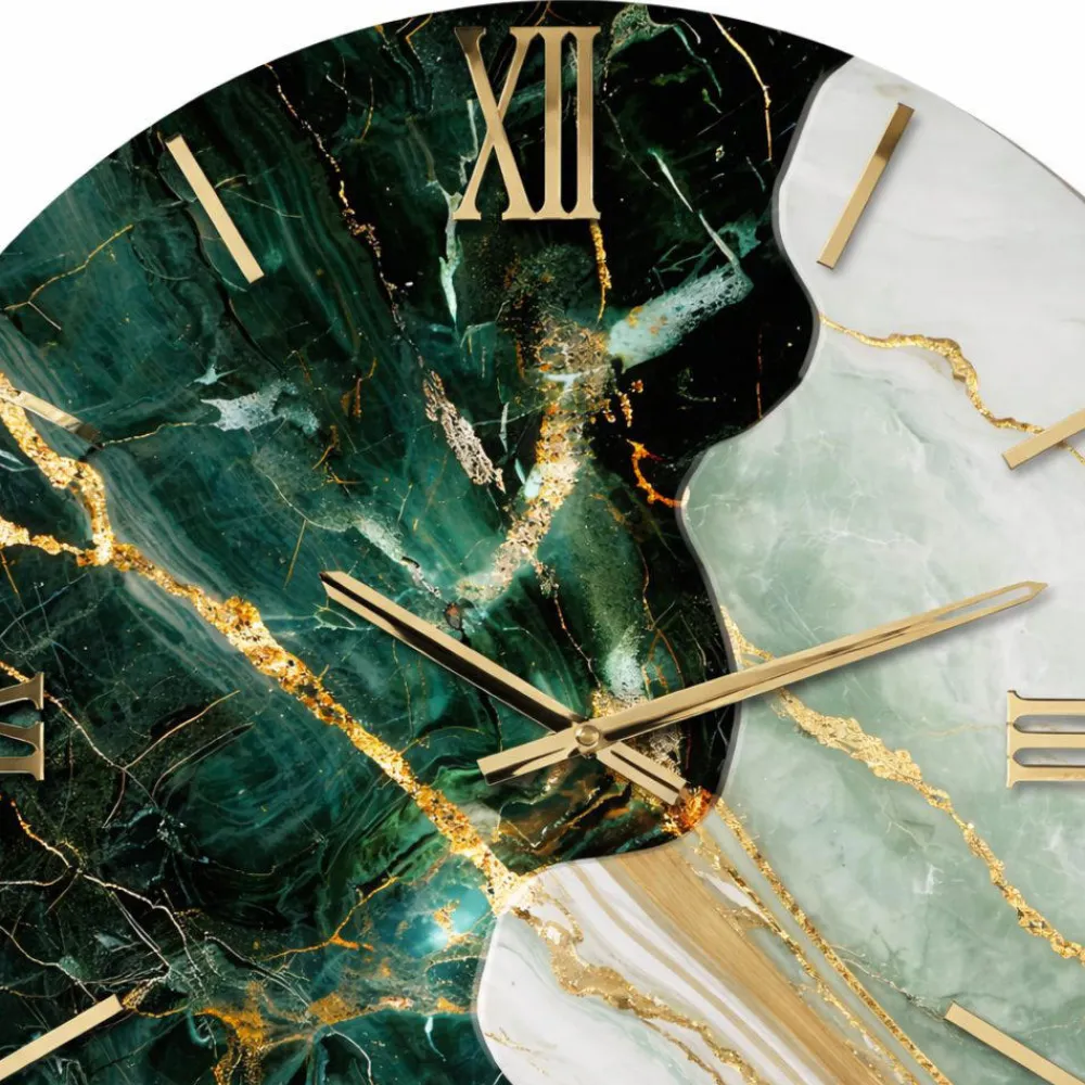 Orologi Da Parete Moderni-Selezionato da Mazzolaluce Grande orologio verde da parete design particolare effetto marmo 100cm