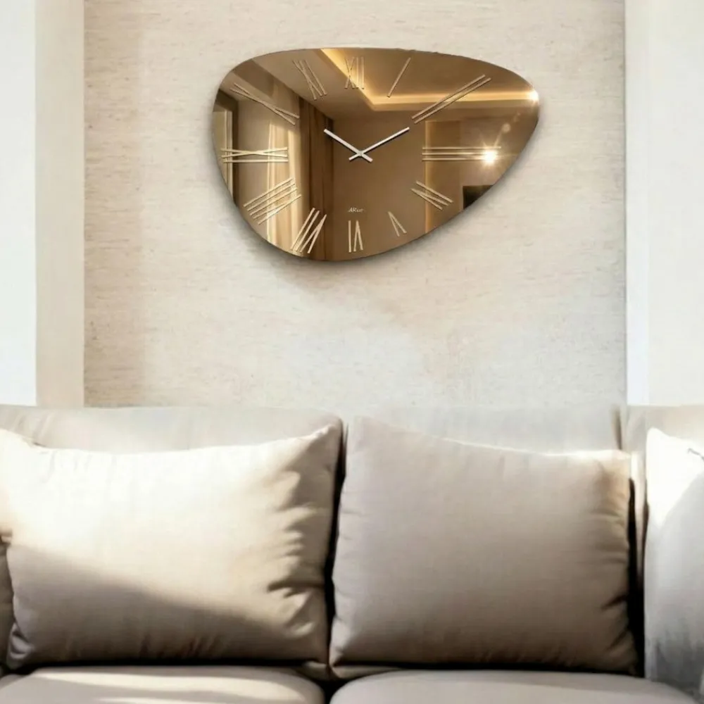 Orologi Da Parete Moderni-Selezionato da Mazzolaluce Grande orologio 60x90 da parete vetro bronzo design moderno
