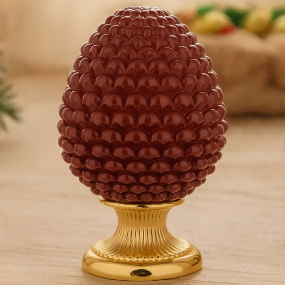 Soprammobili Moderni-Bongelli Preziosi Grande pigna ceramica rosso oro h35