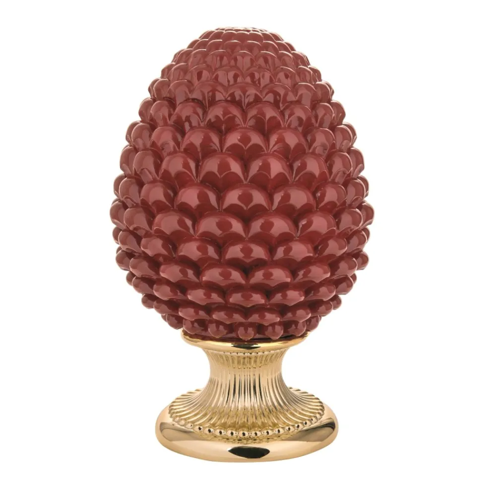 Soprammobili Moderni-Bongelli Preziosi Grande pigna ceramica rosso oro h35