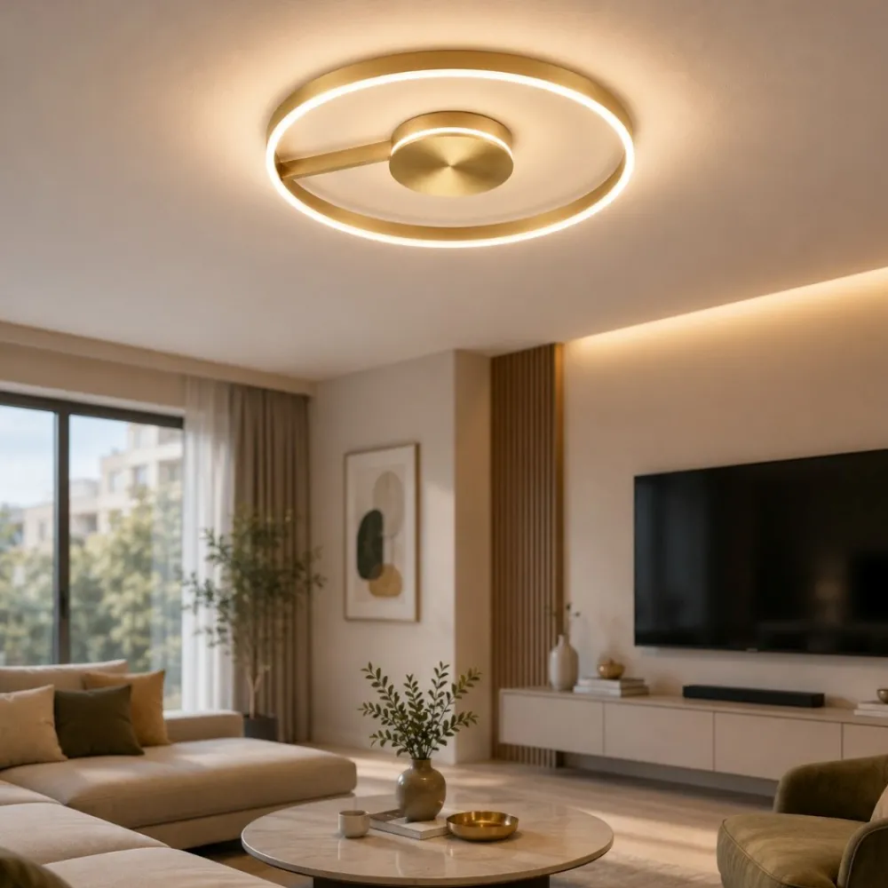 Plafoniere Moderne-Selezionato da Mazzolaluce Grande plafoniera bronzo moderna led 57w cct 2700k 3000k 4000k dimmerabile per salone