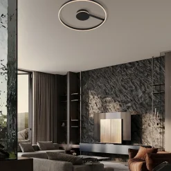Plafoniere Moderne-Selezionato da Mazzolaluce Grande plafoniera 80 cm nera moderna per soggiorno led 57w cct 2700k 3000k 4000k dimmerabile