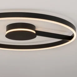 Plafoniere Moderne-Selezionato da Mazzolaluce Grande plafoniera 80 cm nera moderna per soggiorno led 57w cct 2700k 3000k 4000k dimmerabile
