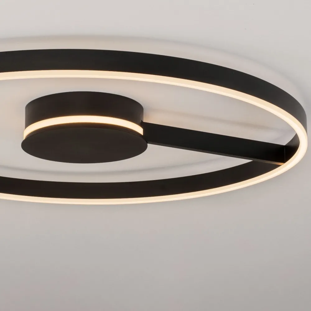 Plafoniere Moderne-Selezionato da Mazzolaluce Grande plafoniera 80 cm nera moderna per soggiorno led 57w cct 2700k 3000k 4000k dimmerabile