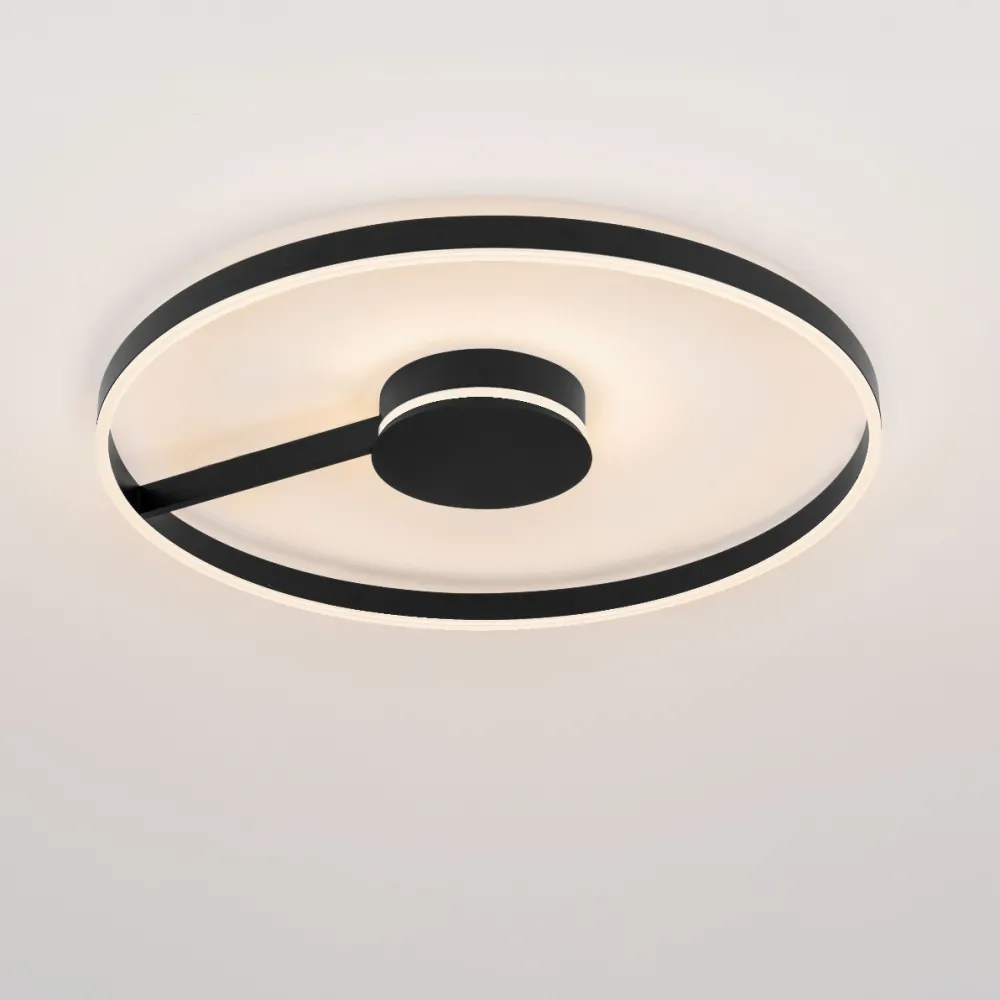 Plafoniere Moderne-Selezionato da Mazzolaluce Grande plafoniera 80 cm nera moderna per soggiorno led 57w cct 2700k 3000k 4000k dimmerabile