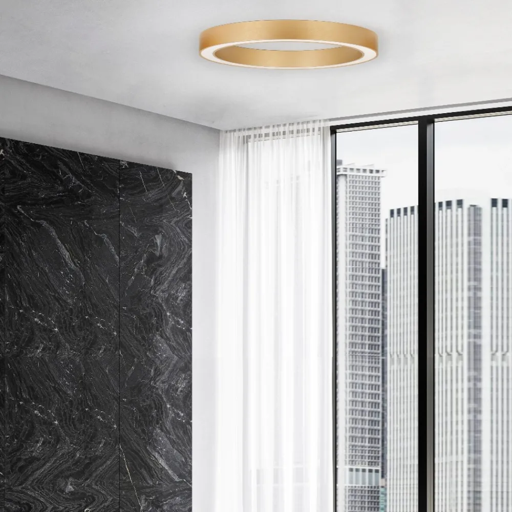 Plafoniere Moderne-Selezionato da Mazzolaluce Grande plafoniera 80 cm oro anello led 59w cct 2700k a 4000k dimmerabile telecomando app