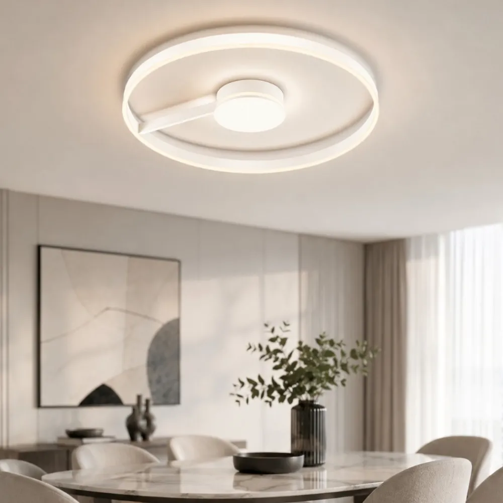 Plafoniere Moderne-Selezionato da Mazzolaluce Grande plafoniera 80 cm rotonda bianca moderna led 57w cct 2700k 3000k 4000k per salone